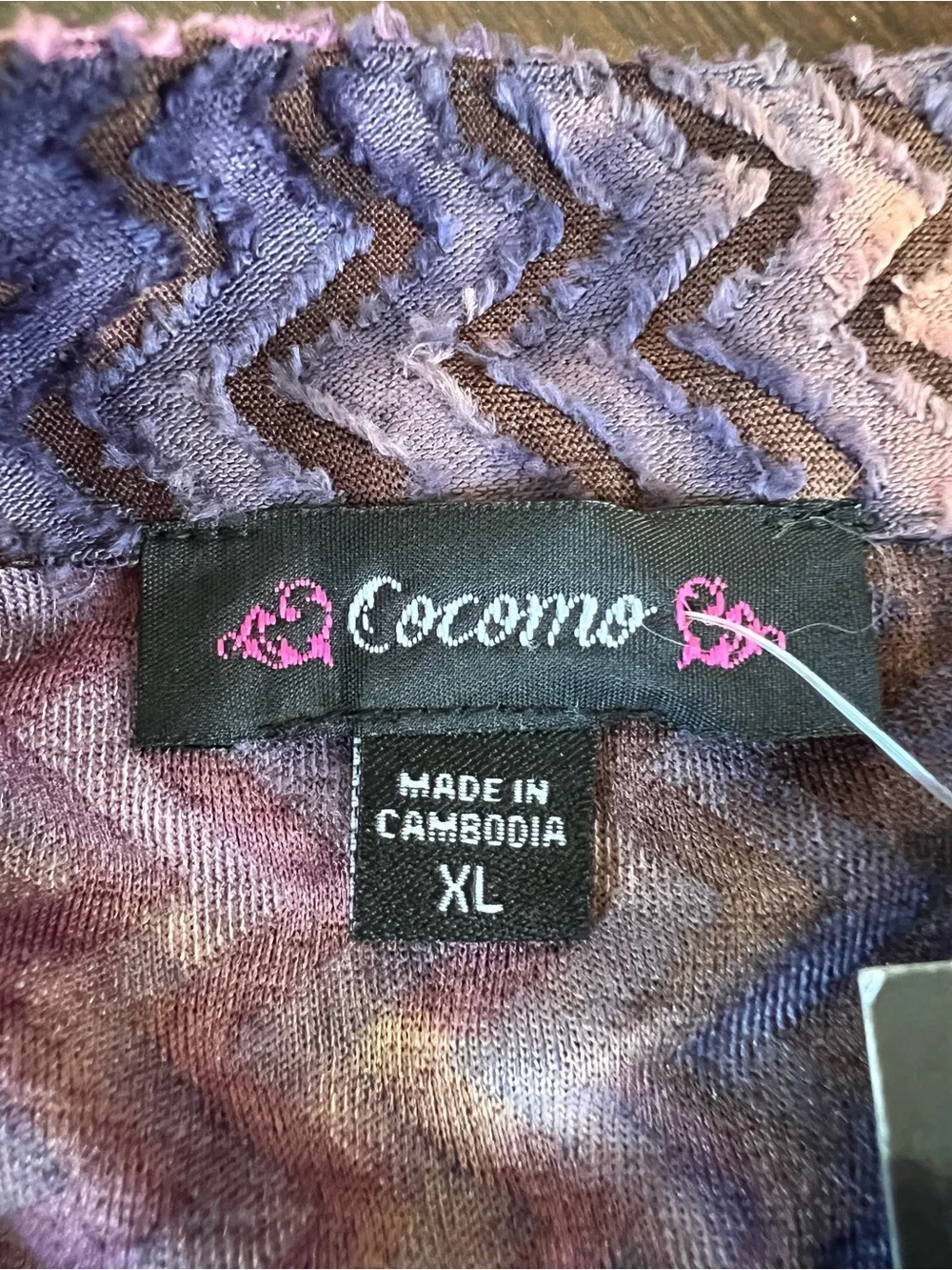 Cocomo NWT Popover Top Women’s XL Multicolor Zigzag Burnout Pleated 3/4 Sleeve - Picture 6 of 11